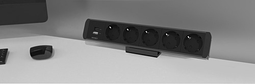 DELTACO strøm panel, 5 stik, 1x21W A+C USB-lader, GST18-tilslutning