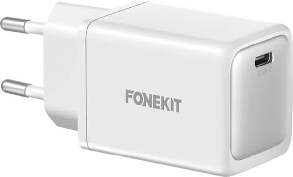 FoneKit GaN PD 45W nätadapter, USB-C, vit