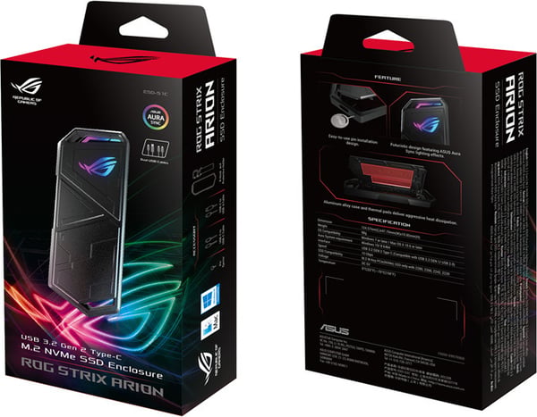 Asus ROG STRIX ARION extern hårddiskkapsling, M.2 USB-C 3.2 Gen2, PCIe NVMe