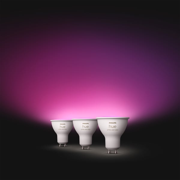 Philips Hue -LED-smartlampa, BT, Vit och färg ambiance, GU10, 4,2 W, 3-pack