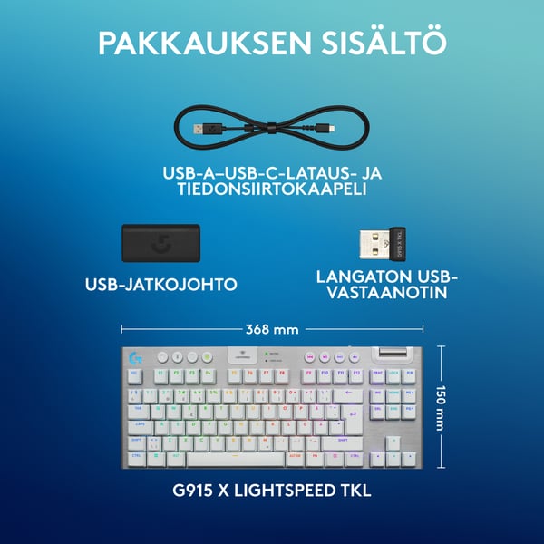 Logitech G915 X LIGHTSPEED TKL -low profile gaming keyboard, Tactile switches, vit