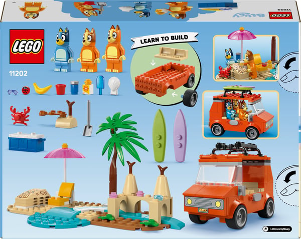 LEGO Bluey 11202 Blueys familjs bilutflykt till stranden