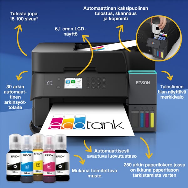 EcoTank ET-3950 multifunktionsskrivare med arkmatning