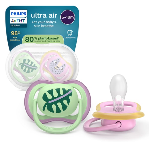 Philips Avent Ultra air napp, 6–18 mån, 2 st, grön/rosa