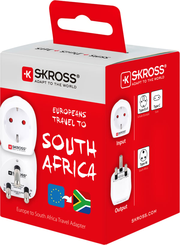 SKROSS rejseadapter, EUR - Sydafrika, jordforbundet