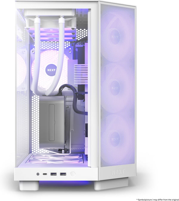 NZXT H6 Flow RGB ATX-kabinet med panoramavindue, hvid