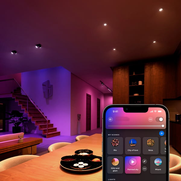 Philips Hue -LED-smartpære, BT, Hvid og farveambians, GU10, 4,2 W, 1-pak