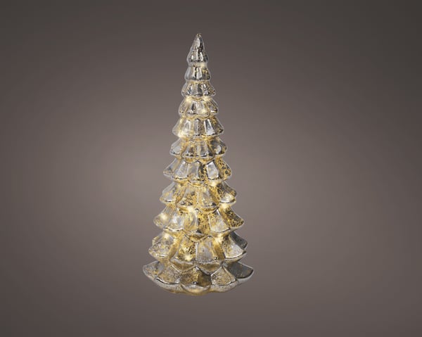 Lumineo glasgran med ljus, bordsdekoration, 32 cm, silver
