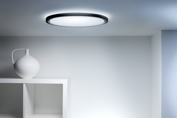 WiZ SuperSlim taklampa, rund, svart, WiFi, 22 W, RGB, 2200-6500 K, 2600 lm