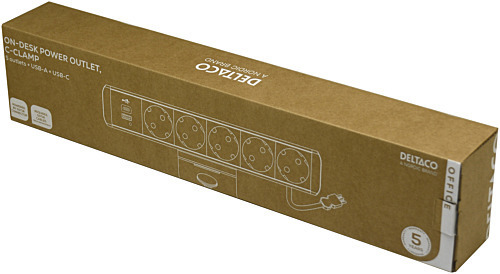 DELTACO strøm panel, 5 stik, 1x21W A+C USB-lader, GST18-tilslutning