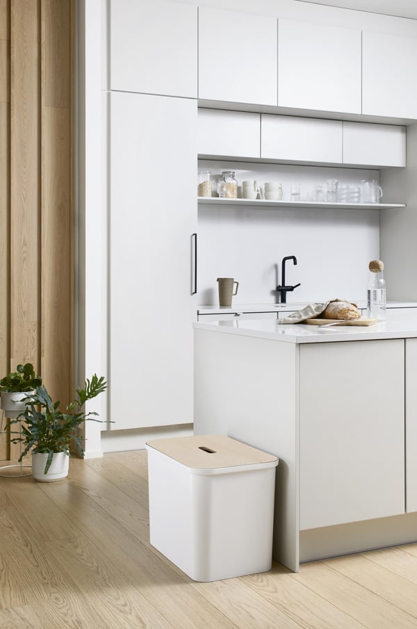 SmartStore Collect - sorteringssæt med trælåg, 76 L, hvid