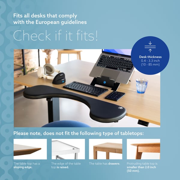 R-Go ergonomisk albue støtte, symmetrisk, sort