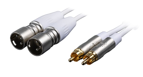 Fuj:tech 2 x RCA hane – 2 x XLR hane ljudkabel, 3 m, vit