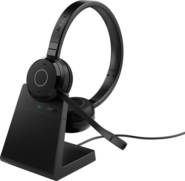 Jabra Evolve 65 TE Bluetooth-hovedtelefonmikrofon og ladestation, MS, USB-A, Stereo