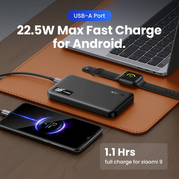 Ugreen 10 000 mAh powerbank med snabbladdning