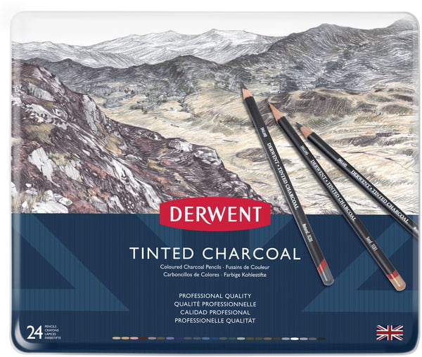 Derwent Tinted Charcoal -tonade kolkrit, 24 pennor