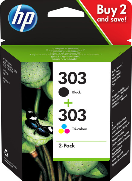 HP 303 bläckpatroner dubbel förpackning, svart/trefärgad