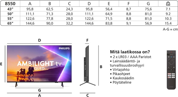 Philips 50" PUS8550 – 4K QLED Ambilight TV