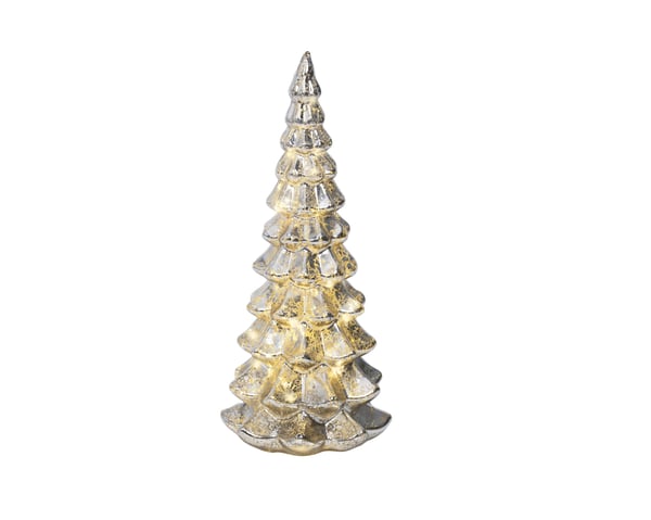 Lumineo glasgran med ljus, bordsdekoration, 32 cm, silver