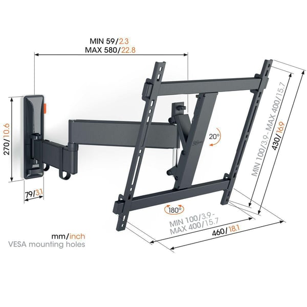 Vogel's TVM 3445 Full Motion TV-väggfäste, svart