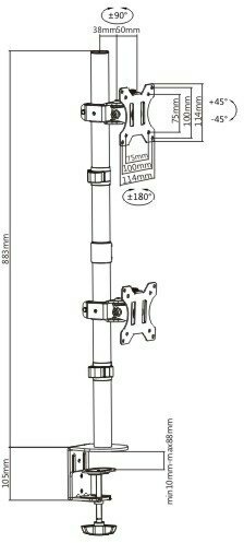 Mozi Basic Tower Stand -bordstativ för två skärmar
