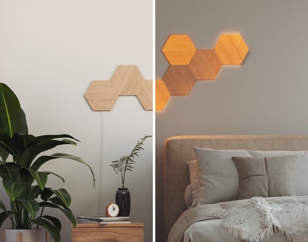 Nanoleaf Elements Träliknande Hexagoner Startpaket -startpaket, 7-panelspaket