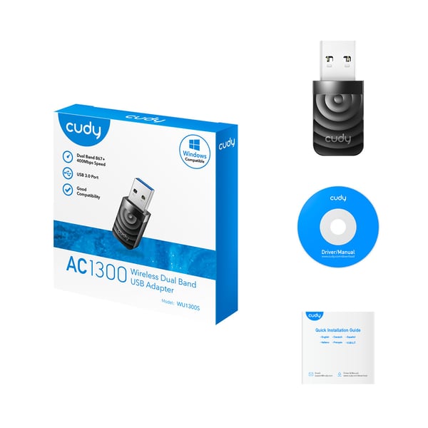 Cudy WU1300S AC1300 Hög förstärkning Dual-band WiFi-adapter