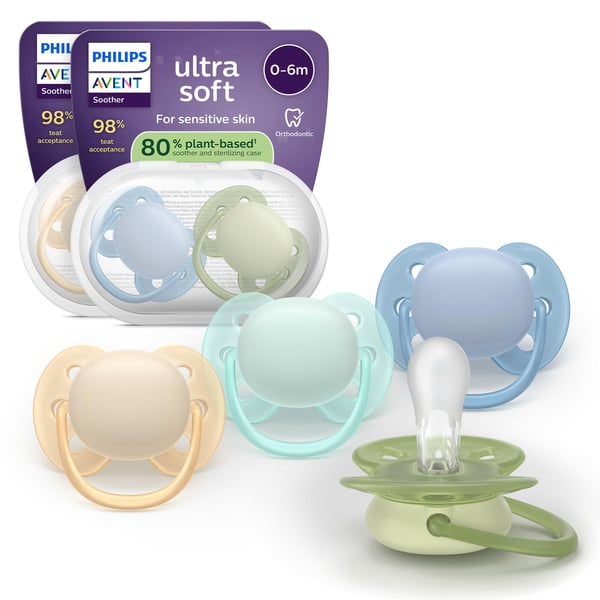 Philips Avent Ultra Soft napp, 0–6 mån, 4 st, flerfärgad