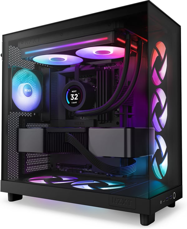 NZXT F280 RGB CORE-blæser, 2 * 140 mm, sort