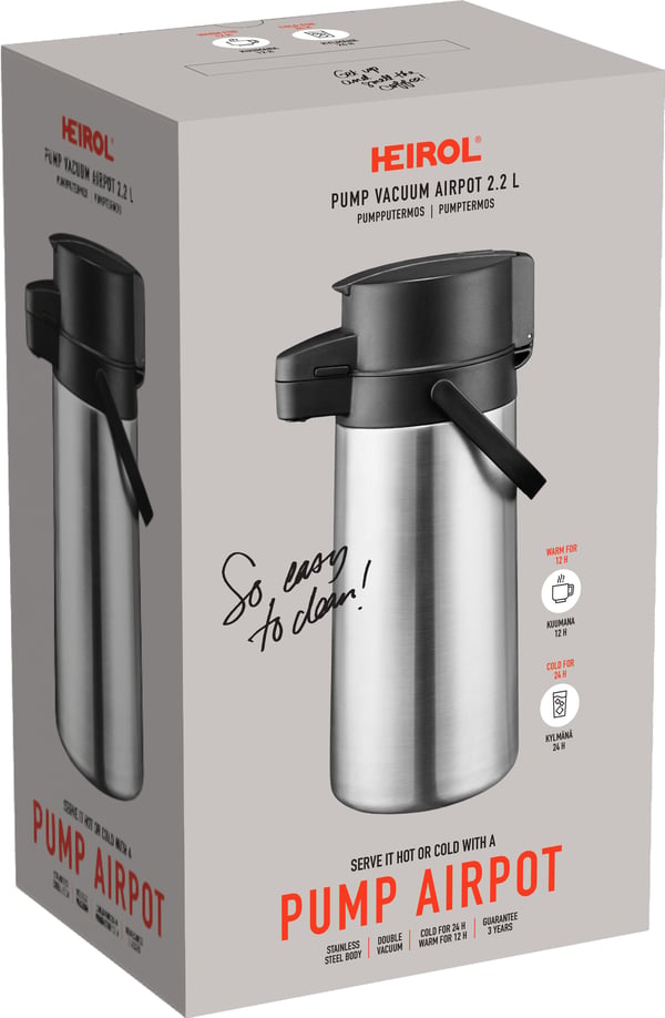 Heirol pump-termos, 2,2 l, stålinsats