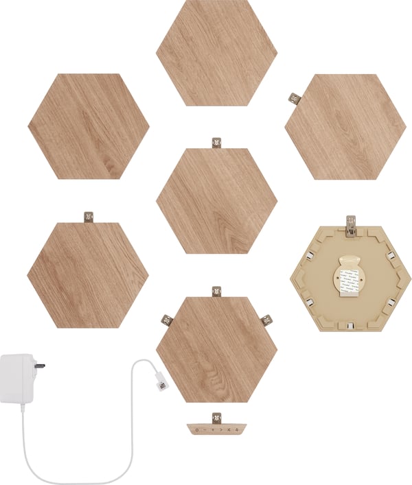 Nanoleaf Elements Träliknande Hexagoner Startpaket -startpaket, 7-panelspaket
