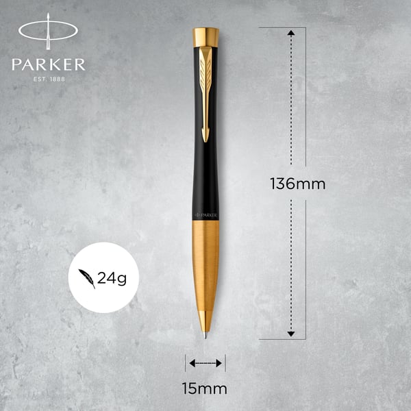 Parker Urban Muted Black G.T -vridbar kulspetspenna, svart/guld