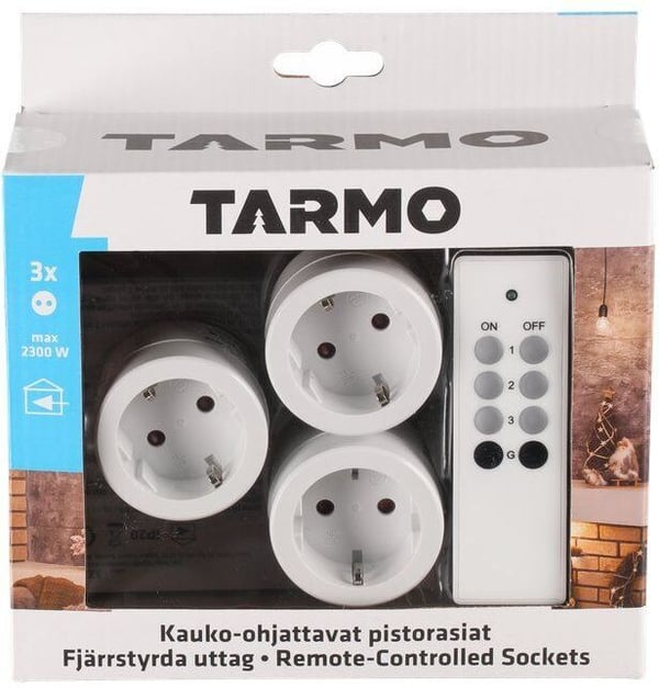 Tarmo fjernbetjente stikkontakter til indendørs brug, 3 stk.
