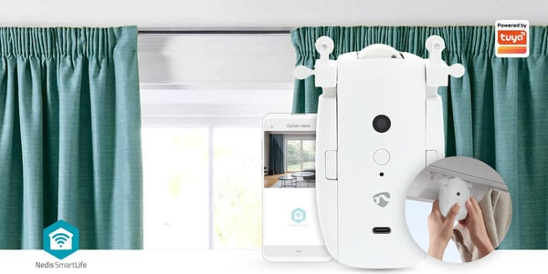 Nedis SmartLife Gardinrobot - gardinstyrning, I/U-skena
