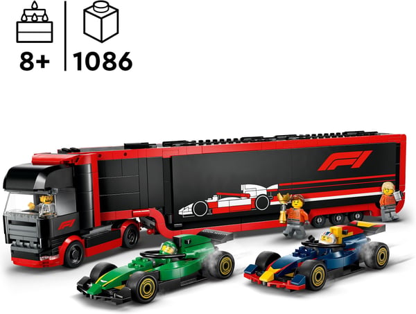 LEGO City 60445 – F1-lastbil og F1-biler RB20 og AMR24