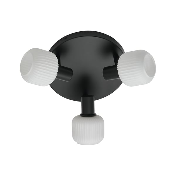 Nordlux Milford Mini 3-delad taklampa, svart/opalfärgad