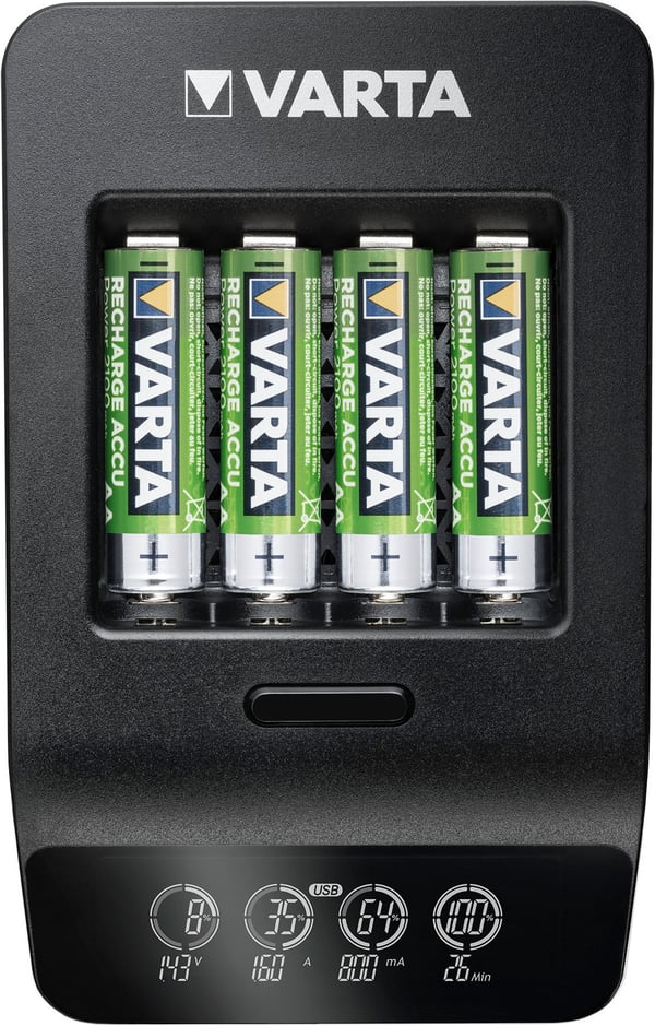 Varta LCD Smart Charger+ -opladningsenhed og 4 stk. AA (LR6) 2100 mAh batterier