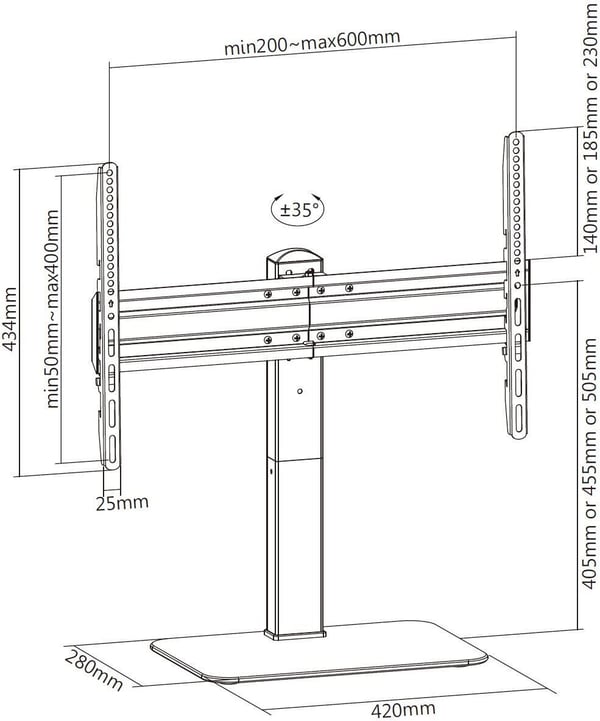 Mozi TS-3 Large 37"-70" -television kääntyvä pöytäjalusta