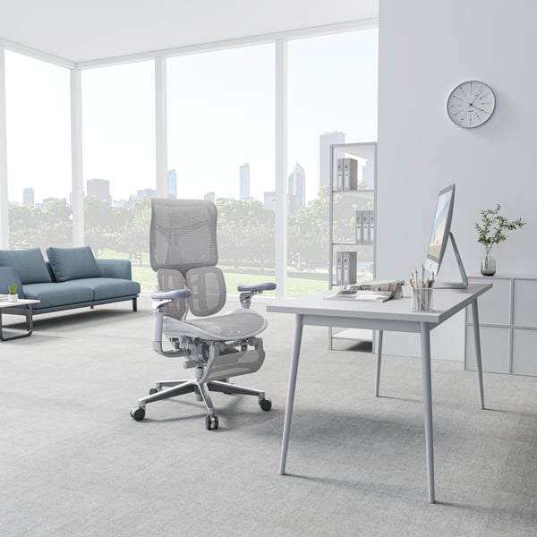 Sihoo Doro S300 - ergonomisk kontorsstol med fotstöd, vit