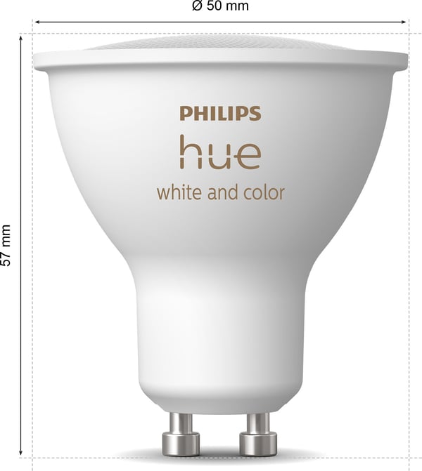 Philips Hue -LED-smartpære, BT, Hvid og farvet ambiance, GU10, 4,2 W, starterpakke
