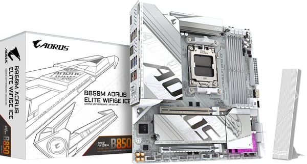 Gigabyte B850M Aorus Elite WiFi6e Ice Micro-ATX-moderkort, AM5
