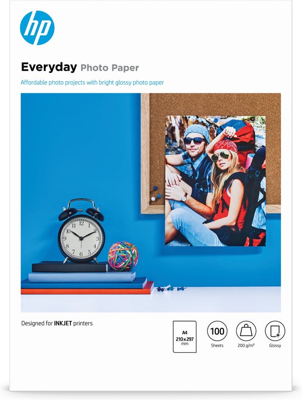HP Everyday Glossy fotopapper, A4, 100 ark