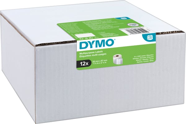 Dymo LabelWriter -universal etikett 57 x 32 mm, 12 x 1000 etiketter, vit