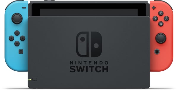 Nintendo Switch - spillekonsol, neonrød og neonblå
