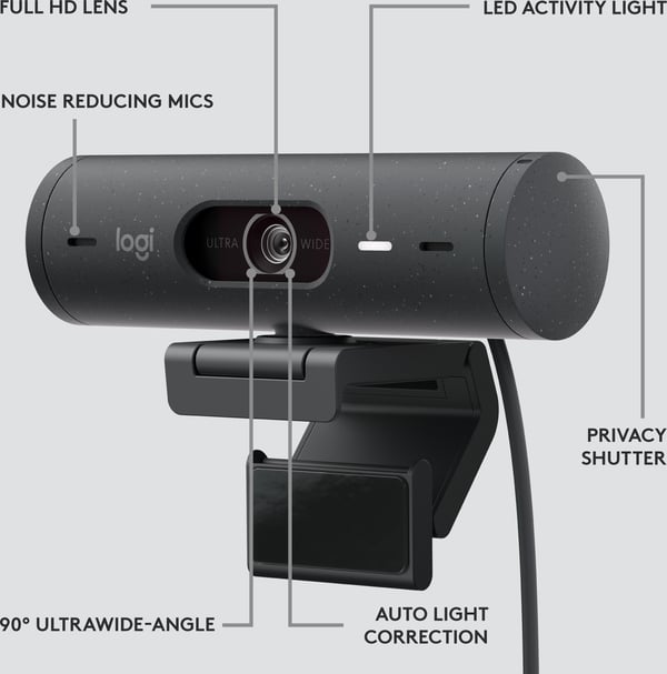Logitech Brio 500 -webbkamera, svart