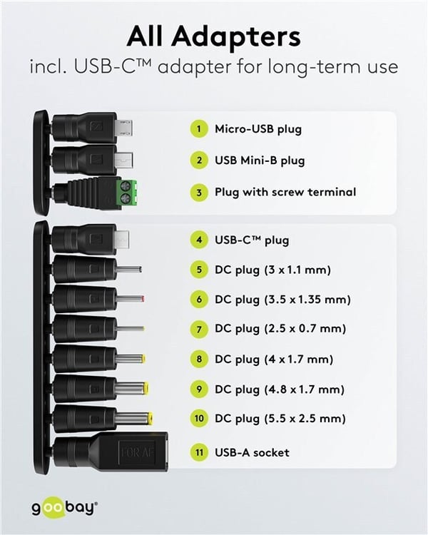 Goobay universalkraftadapter, 3-12 V, 7.2 W, 0.6 A