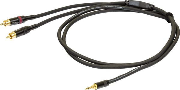 PROEL 3,5mm stereohan - 2 x RCAhan, 3m, svart