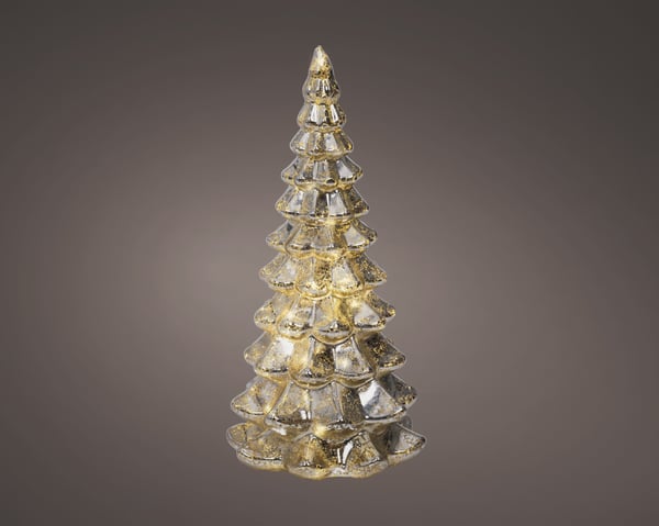 Lumineo glasgran, bordsdekoration, 21 cm, silver