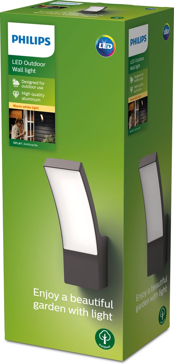 Philips Splay -vægarmatur, antracit, 2700K
