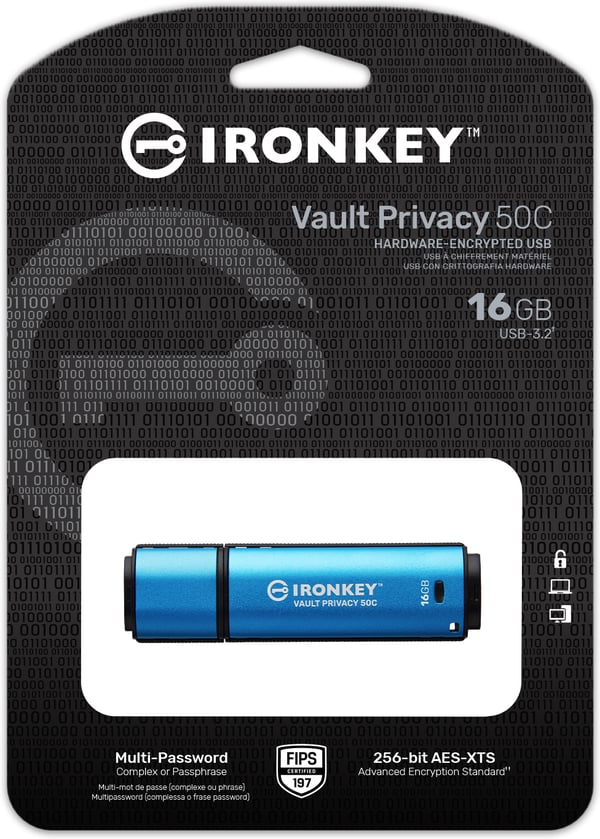 Kingston IronKey Vault Privacy 50C 16 Gt USBC hukommelsesstik